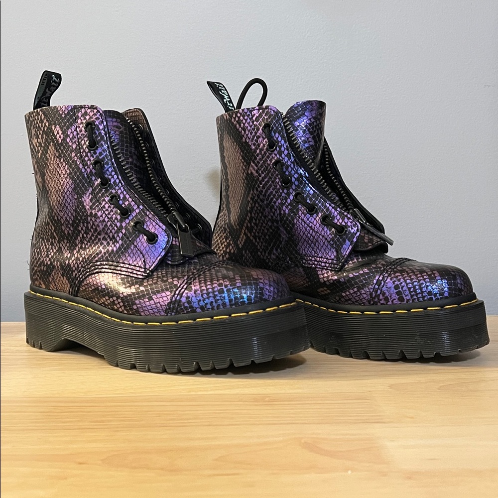 Dr. Martens Iridescent Purple Snake Boots
